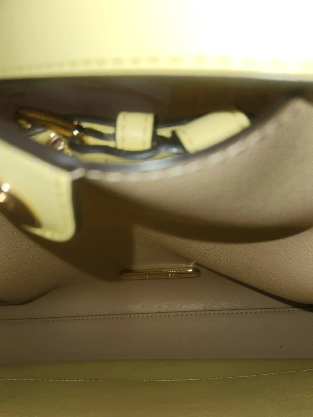 Michael Kors Light Yellow Pebbled Leather Tote with Gold Hardware